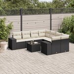 vidaXL Salon de jardin 9 Pièces avec coussins noir résine tressée