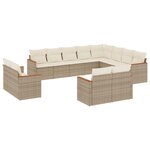 vidaXL Salon de jardin avec coussins 12 Pièces beige résine tressée