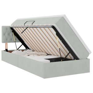 vidaXL Lit de Rangement avec matelas Gris clair 90 x 190 cm Velours