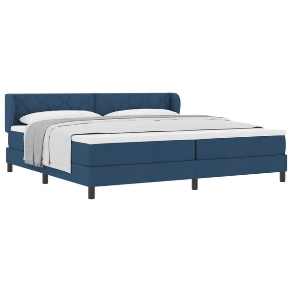 vidaXL Lit à ressorts avec matelas Bleu 200 x 200 cm tissu