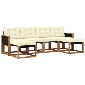 vidaXL Ensemble de canapés d'extérieur 6 pc Naturel et Crème