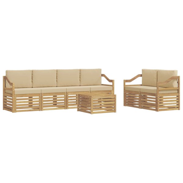 vidaXL Ensemble de canapés d'extérieur 7 pc Blanc et Beige Polyester