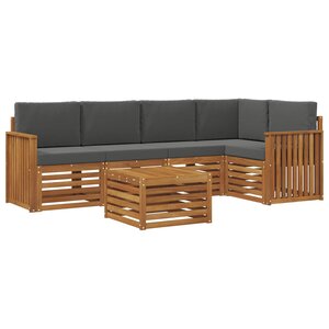 vidaXL Ensemble de canapés d'extérieur 6 pc Naturel et Anthracite