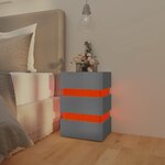 vidaXL Table de chevet à LED Gris 45x35x67 cm Bois d'ingénierie