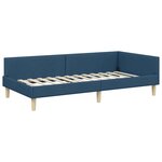 vidaXL Cadre de lit d'angle Bleu 90 x 200 cm Tissu et bois reconstitué