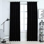 vidaXL Rideaux occultants avec crochets 2 Pièces Velours Noir 140x175 cm