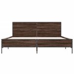 vidaXL Cadre de lit chêne marron 140x190 cm bois d'ingénierie et métal