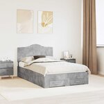 vidaXL Cadre de lit Gris béton 135 x 190 cm Bois d'ingénierie