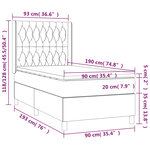 vidaXL Sommier à lattes de lit matelas LED Gris foncé 90x190cm Tissu