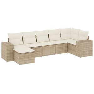 vidaXL Salon de jardin avec coussins 7 Pièces beige résine tressée