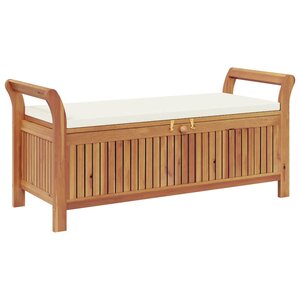 vidaXL Banc de rangement de jardin avec coussin 126 cm Bois d'acacia