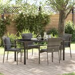 vidaXL Ensemble de salle à manger de jardin 5 pièces avec coussins gris en poly rotin