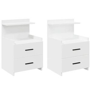 vidaXL Tables de chevet 2 pièces avec 2 tiroirs Blanc 40 x 36 5 x 62 cm