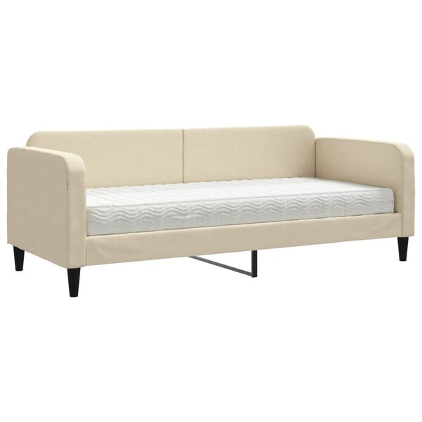 vidaXL Lit de jour avec matelas crème 80x200 cm tissu