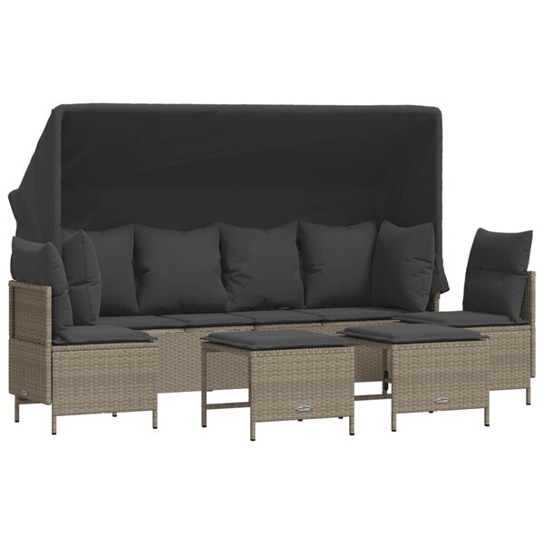 vidaXL Salon de jardin 5 Pièces avec coussins gris clair résine tressée