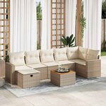 vidaXL Salon de jardin avec coussins 8 Pièces beige résine tressée