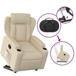 vidaXL Fauteuil inclinable Crème Tissu