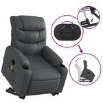 vidaXL Fauteuil inclinable de massage Gris Similicuir