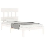 vidaXL Cadre de lit avec tête de lit blanc 90x200 cm bois massif