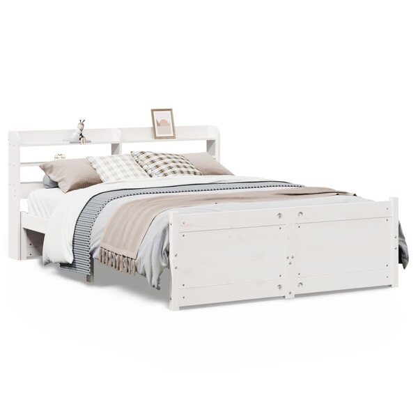 vidaXL Cadre de lit avec tête de lit sans matelas blanc 140x190 cm
