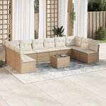 vidaXL Salon de jardin 11 Pièces avec coussins beige résine tressée
