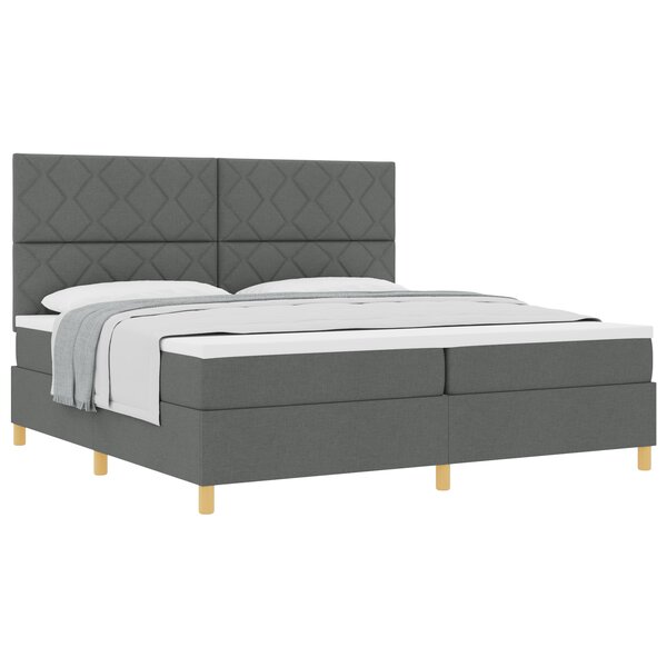 vidaXL Lit à Ressort avec Matelas Gris Foncé 200x200 cm Tissu