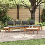 vidaXL Ensemble de banc de jardin avec coussin 5 Pièces Brun  Gris