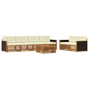 vidaXL Ensemble de canapés d'extérieur 7 pc Naturel et Crème Polyester