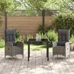 vidaXL Ensemble de salle à manger pour jardin 3 Pièces Gris Poly rotin
