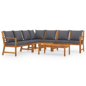 Salon de jardin meuble d'extérieur ensemble de mobilier 6 pièces avec coussin bois d'acacia solide 02_0016619