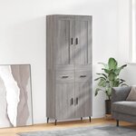 vidaXL Buffet haut Sonoma gris 69 5x34x180 cm Bois d'ingénierie