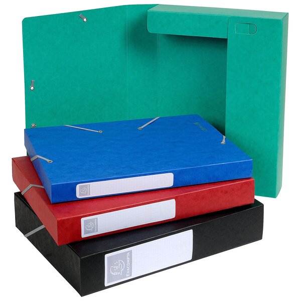 Chemise 3 rabats Exacompta  Cartobox dos de 2.5, 4, 5 et 6cm en carte lustrée coloris au choix.