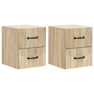 vidaXL Cabinet de chevet mural 2 pc Chêne Sonoma 34 5 x 33 x 40 cm