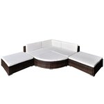 Salon de jardin meuble d'extérieur ensemble de mobilier 6 pièces avec coussins résine tressée marron 02_0016888