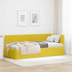 vidaXL Cadre de lit d'angle Jaune 90 cm x 200 cm tissu