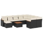 vidaXL Salon de jardin 11 Pièces avec coussins noir résine tressée