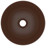 vidaXL Lavabo de salle de bain Céramique Marron Rond