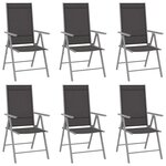 vidaXL Ensemble à manger de jardin 7 Pièces aluminium argenté et noir