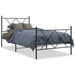 vidaXL Cadre de lit métal sans matelas avec pied de lit noir 90x200 cm