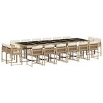 vidaXL Ensemble à manger de jardin et coussins 17 Pièces beige