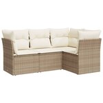 vidaXL Salon de jardin avec coussins 4 Pièces beige résine tressée