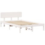 vidaXL Cadre de lit avec tête de lit blanche 135x190 cm en bois de pin massif.