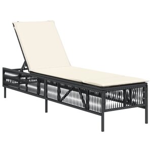 vidaXL Chaise longue avec coussin noir résine tressée