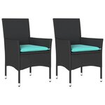 vidaXL Chaises de jardin avec coussins lot de 2 noir résine tressée