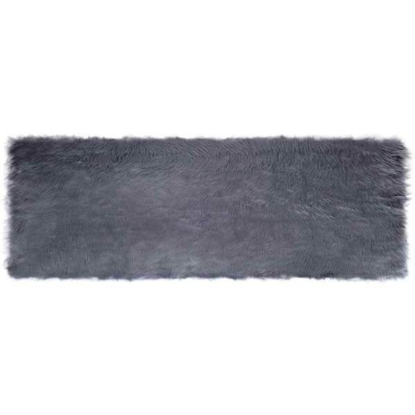 vidaXL Tapis en Peau de Mouton Synthétique Anthracite 80 x 250 cm