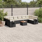 vidaXL Salon de jardin 11 Pièces avec coussins noir résine tressée