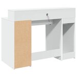 Bureau table poste de travail meuble d'ordinateur informatique étude avec lumières LED 120 x 55 x 91 cm bois d'ingénierie blanc 02_0023404
