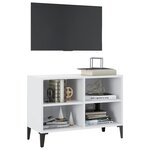 vidaXL Meuble TV avec pieds en métal Blanc 69 5x30x50 cm