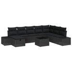 vidaXL Ensemble de canapé de jardin 9 Pièces Noir Poly rotin