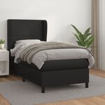 vidaXL Sommier à lattes de lit avec matelas Noir 90x200 cm Similicuir